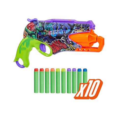 Nerf Teenage Mutant Ninja Turtles Blaster, 10 Elite Darts, Toy Foam Blasters, Ages 8 and Up