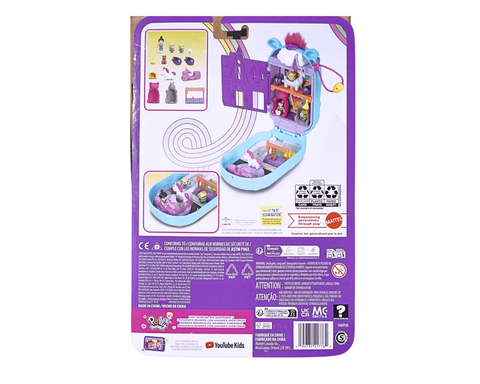 Polly Pocket & Minions Playset with 1 Doll, 2 Minions Figures & Fluffy The Unicorn Toy, Collectible Compact with 9 Accessories